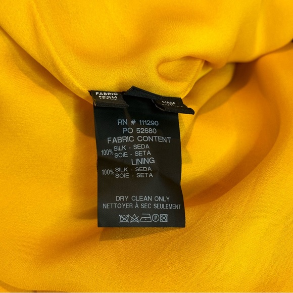 Derek Lam Women's Silk Georgette Off-the-Shoulder Belted Yellow Dress Size 4 - Picture 9 of 12